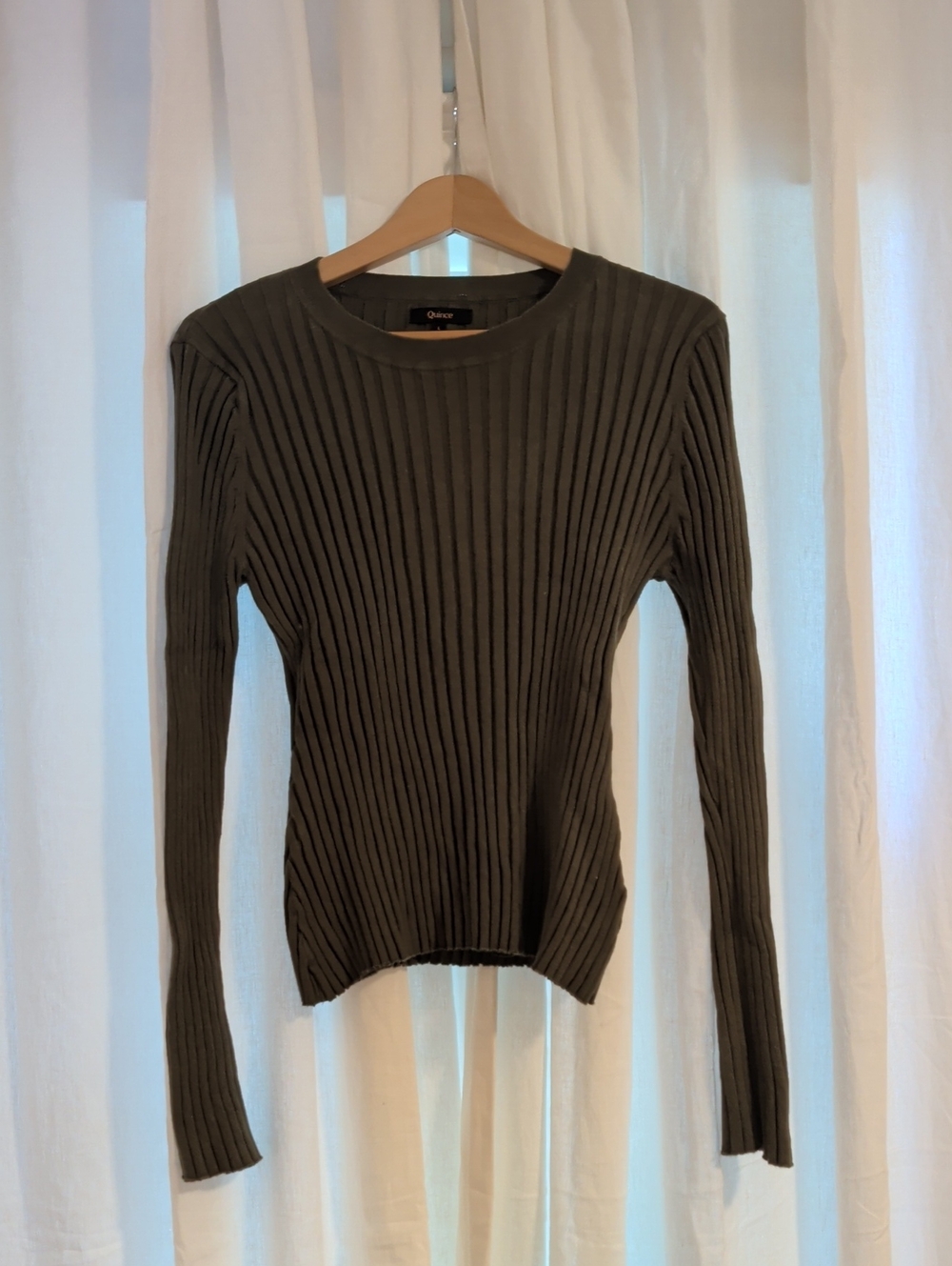 Quince Olive Ribbed Crewneck Sweater
